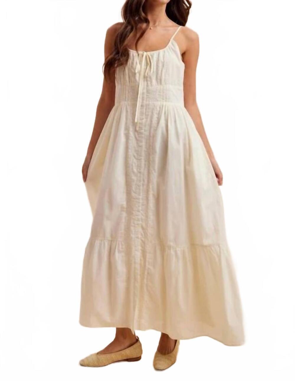 NEW IN-LOOM gathered cotton button down maxi dress in cream